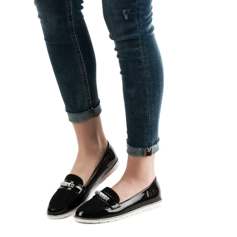 SHELOVET Mocassins laqués noirs le noir 2