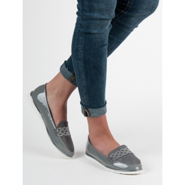 SHELOVET Mocassins laqués gris 2 SHELOVET Mocassins laqués gris 2