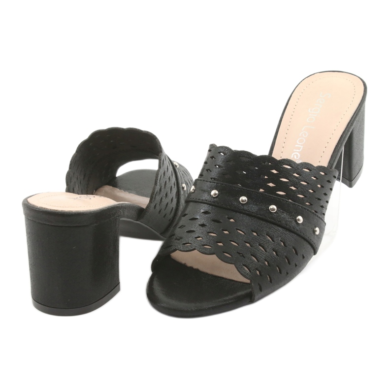 Pantoufles Sergio Leone KL319 noires pour femmes 4
