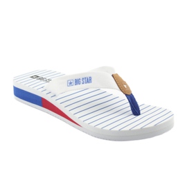 Tongs Big Star sur talon compensé blanc brun bleu rouge 1