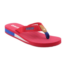 Tongs Big Star sur talon compensé brun bleu rouge 1