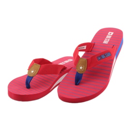 Tongs Big Star sur talon compensé brun bleu rouge 3