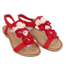 Sandales à fleurs rouge 218-174 Rouge 1