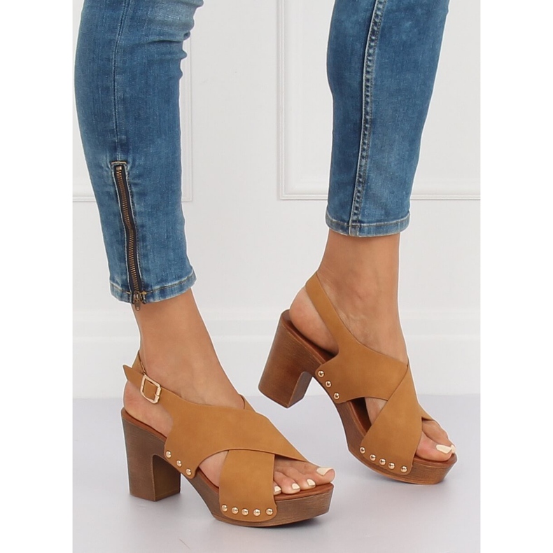 Sandales ala Camel sabots D-131 Camel brun 2