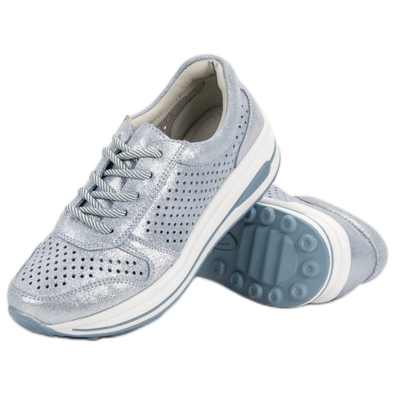 Filippo Chaussures de brocart en cuir bleu 1