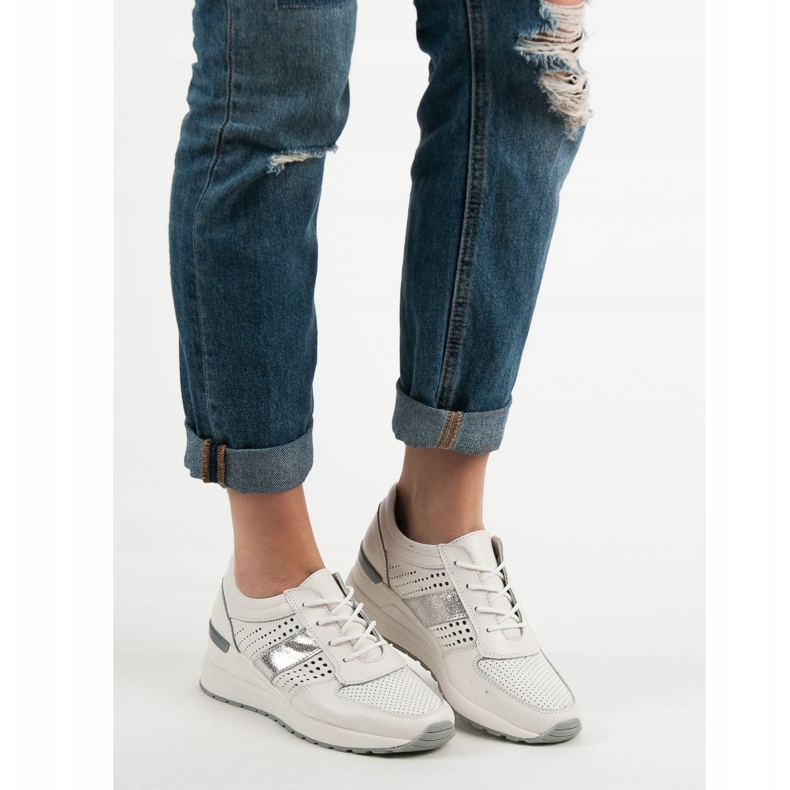 Filippo Baskets compensées en cuir blanc 2