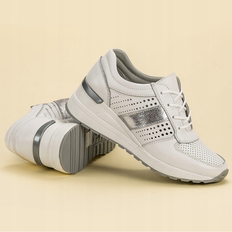 Filippo Baskets compensées en cuir blanche 1