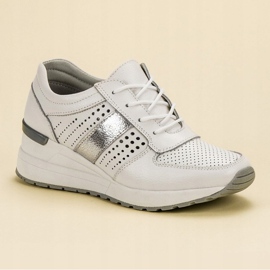 Filippo Baskets compensées en cuir blanche 4