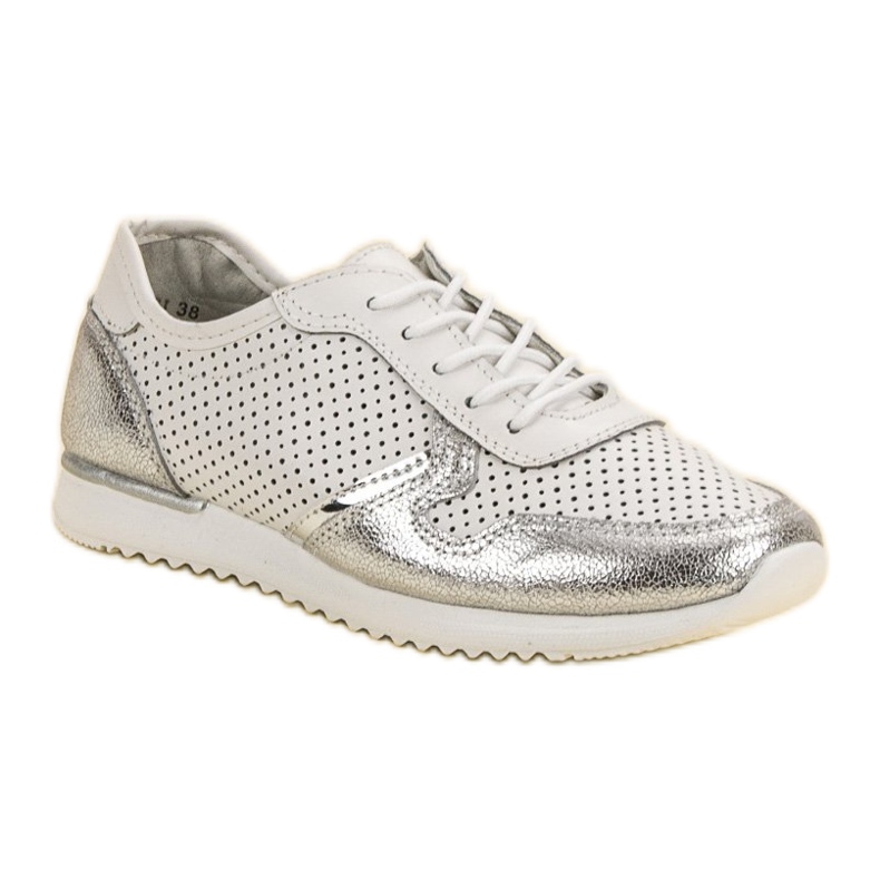 Filippo Chaussures en cuir argentées blanc gris 1