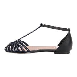 SHELOVET Sandales à la mode avec zircone cubique noir bleu 2