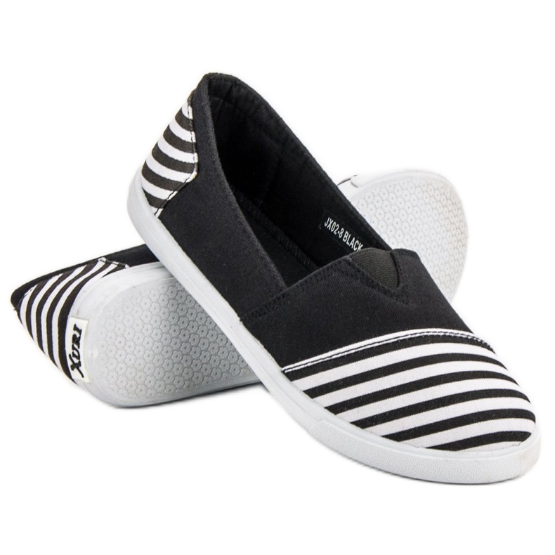 SHELOVET Baskets légères à enfiler blanc noir 1