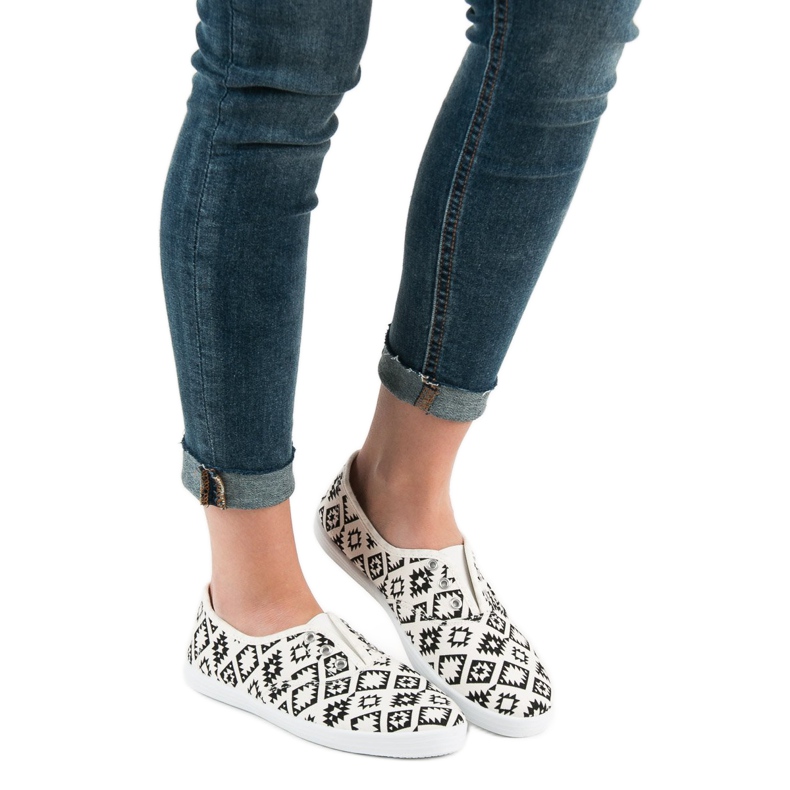 SHELOVET Baskets à enfiler blanc noir 1