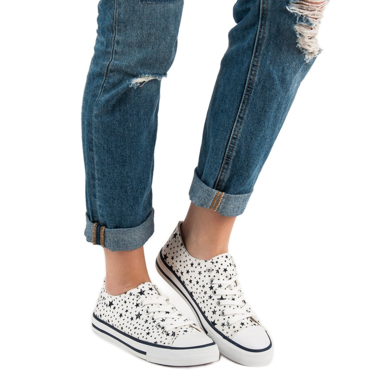 J. Star Baskets beiges à étoiles blanc noir 2