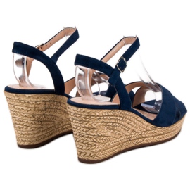 Best Shoes Sandales bleu marine sur compensées 1