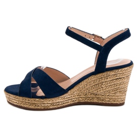 Best Shoes Sandales bleu marine sur compensées 2