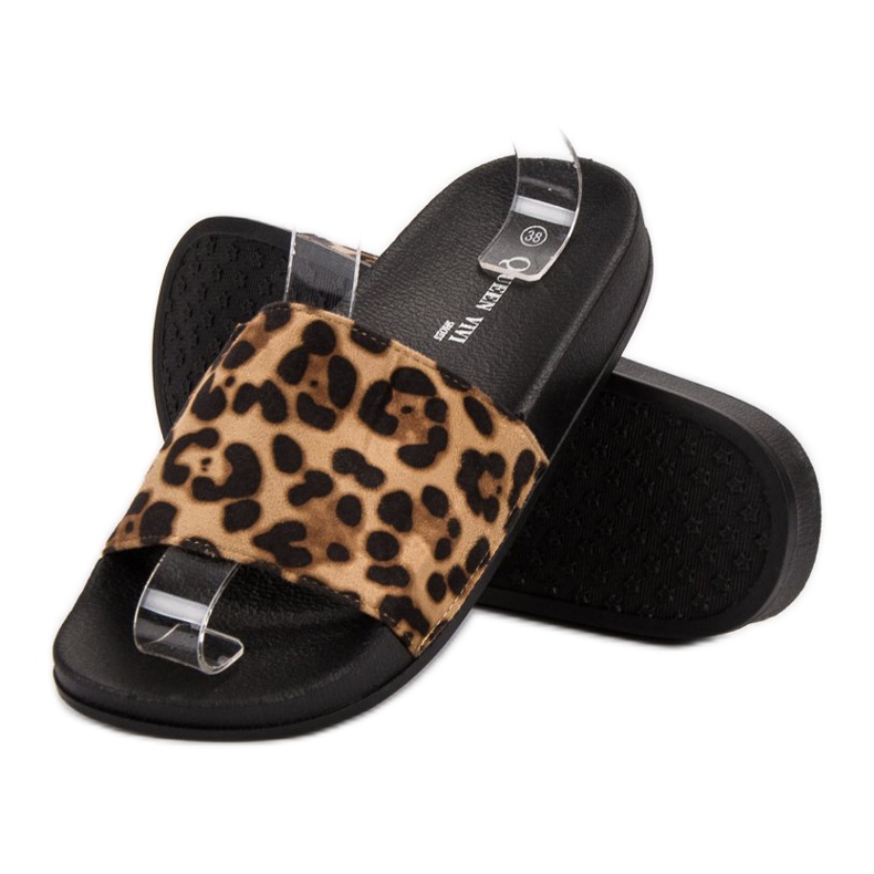 Queen Vivi Pantoufles confortables en daim brun 1