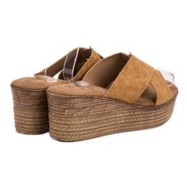 SHELOVET Sandales compensées camel brun 1