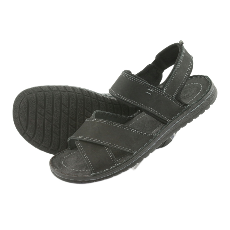 Riko Sandales de cuir sportif masculin 852 noir 4