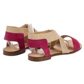 SHELOVET Sandales plates élégantes brun rose 1