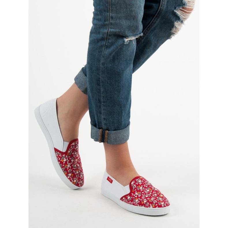 Lovery Slipons décontractés blanc rouge 1