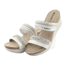Pantoufles compensées argentées INBLU EN010 blanc gris 3