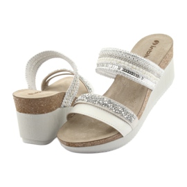 Pantoufles compensées argentées INBLU EN010 blanche gris 4