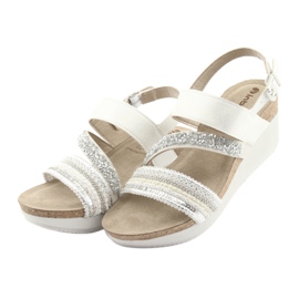 Sandales compensées INBLU EN009 argent blanche gris 3
