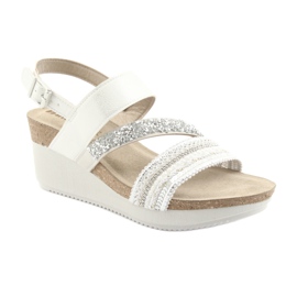 Sandales compensées INBLU EN009 argent blanche gris 1