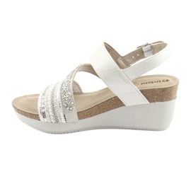 Sandales compensées INBLU EN009 argent blanche gris 2