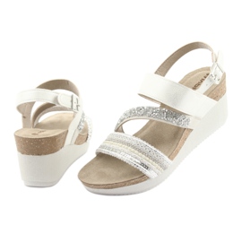 Sandales compensées INBLU EN009 argent blanche gris 4
