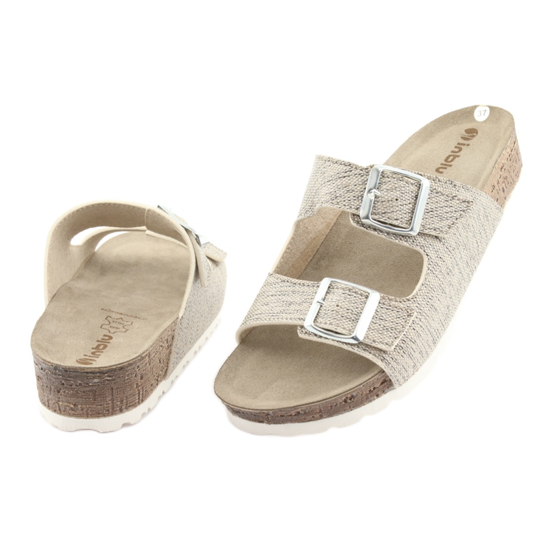 Chaussons femme Inblu NM013 beiges avec particules d'argent brun gris 4