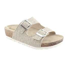 Chaussons femme Inblu NM013 beiges avec particules d'argent brun gris 1