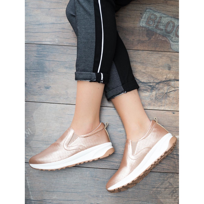 SHELOVET Chaussures à enfiler dorées rose 1