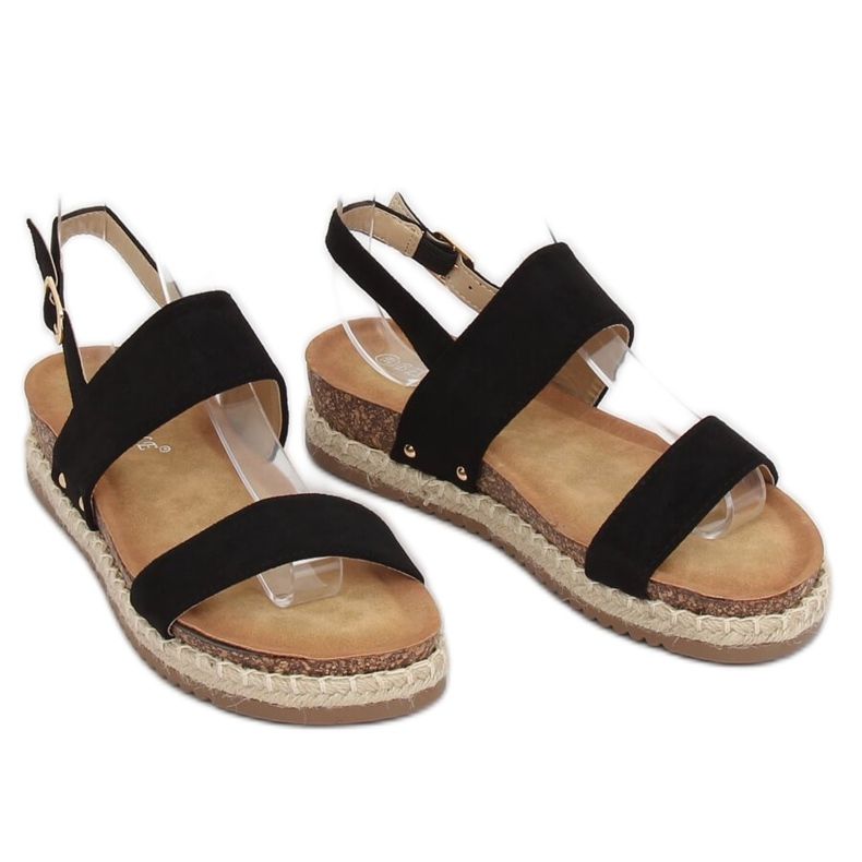 Sandales noires sur semelle liège CH-118 Noir le noir 2