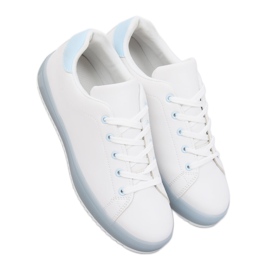 Baskets femme blanches et bleues 9118 Bleu 3