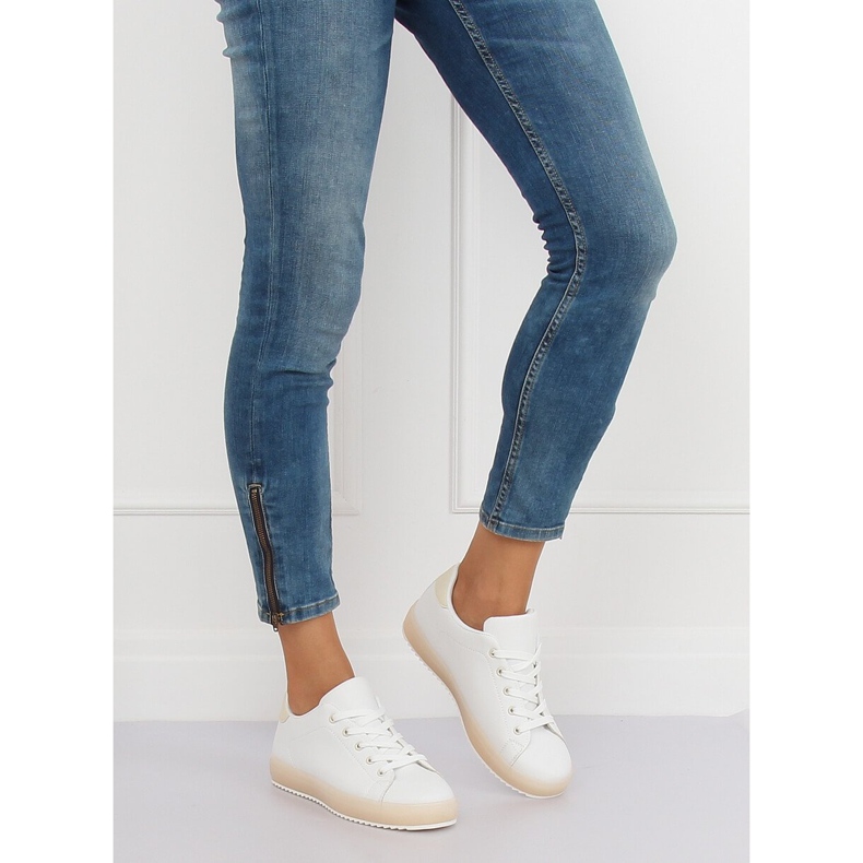 Baskets femme blanches et beiges 9118 Beige brun 1