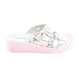 Chaussons compensés femme Comfooty Mia Flowers blanc 4