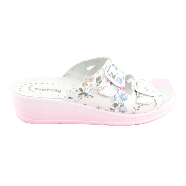 Chaussons compensés femme Comfooty Mia Flowers blanc 4