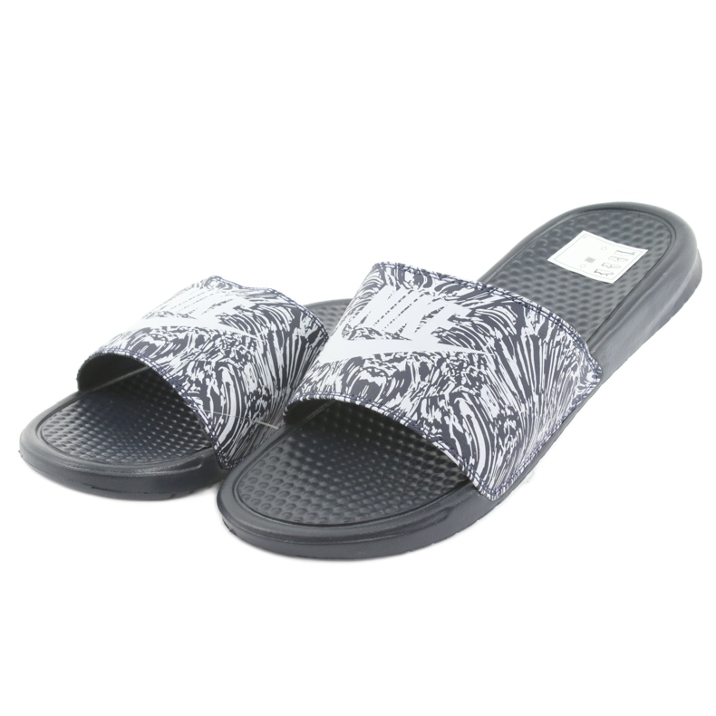Claquette Nike Benassi Just Do It Print 631261-403 blanc bleu marine 2