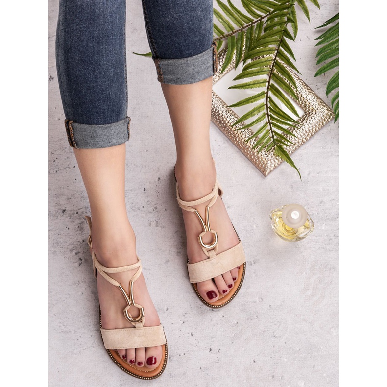 Laura Mode Sandales en daim brun 1