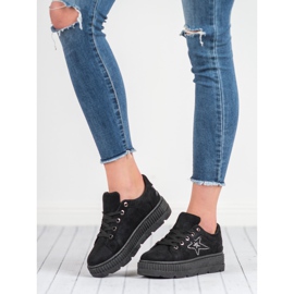 SHELOVET Creepers en daim noir 1
