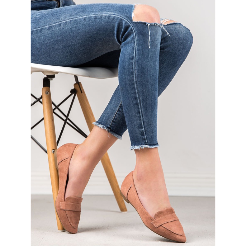 Super Me Ballerine En Daim En Spitz rose 2