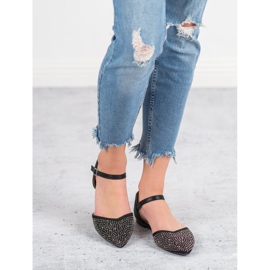 Primavera Ballerines Fixées Avec Oxyde De Zirconium le noir 1