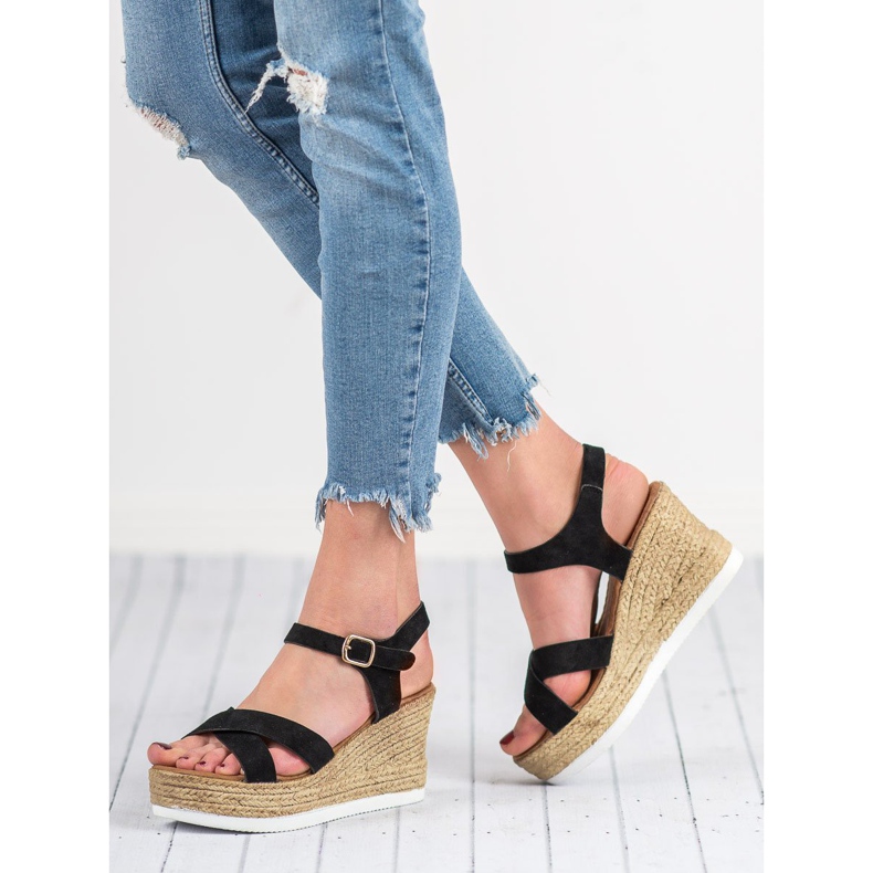 JESSY ROSS Sandales en daim noires le noir 1