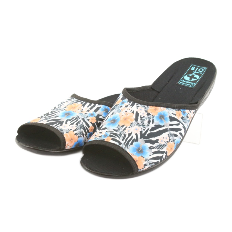 Chaussons femme zèbre Adanex 23877 blanche le noir bleu orange 3