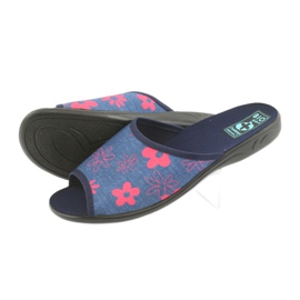 Chaussons femme à fleurs Adanex bleu marine rose 4 Chaussons femme à fleurs Adanex bleu marine rose 4
