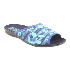 Chaussons pour femmes à fleurs Adanex 23863 bleu marine bleu vert 1
