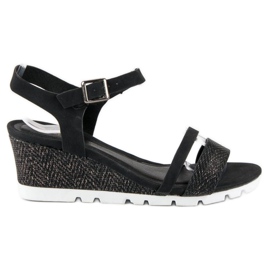 Ideal Shoes Sandales compensées noires le noir 1