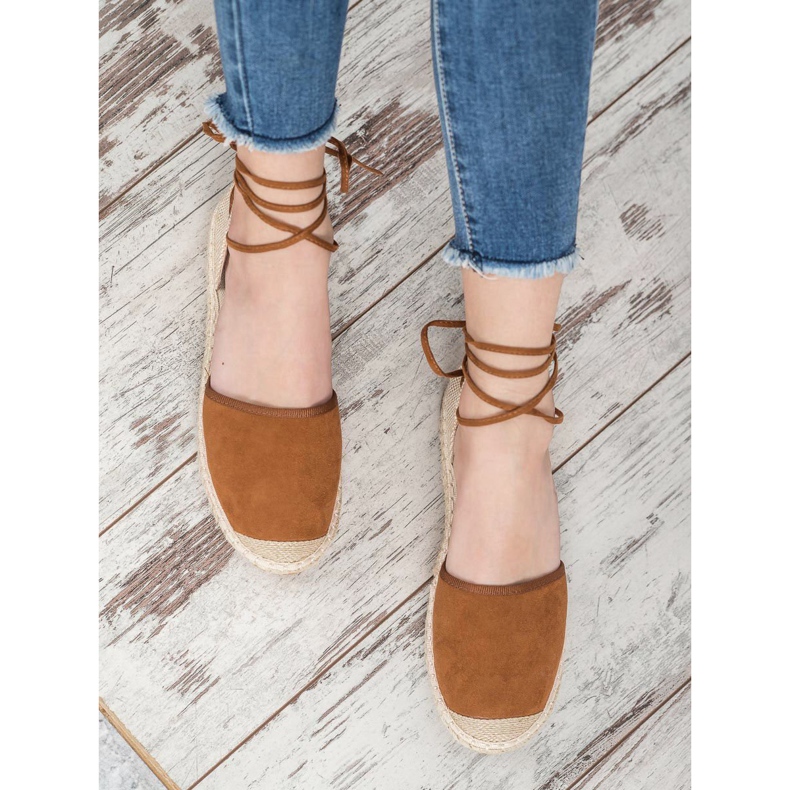 SHELOVET Espadrilles nouées brun 1