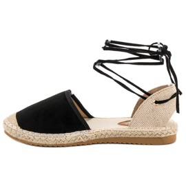 SHELOVET Espadrilles nouées noir 1